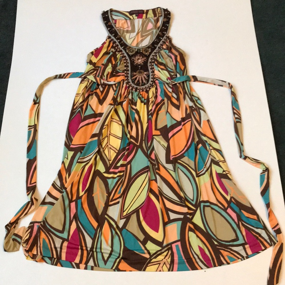 XS Anthropologie Ranna Gill Bohemian pattern beaded dress